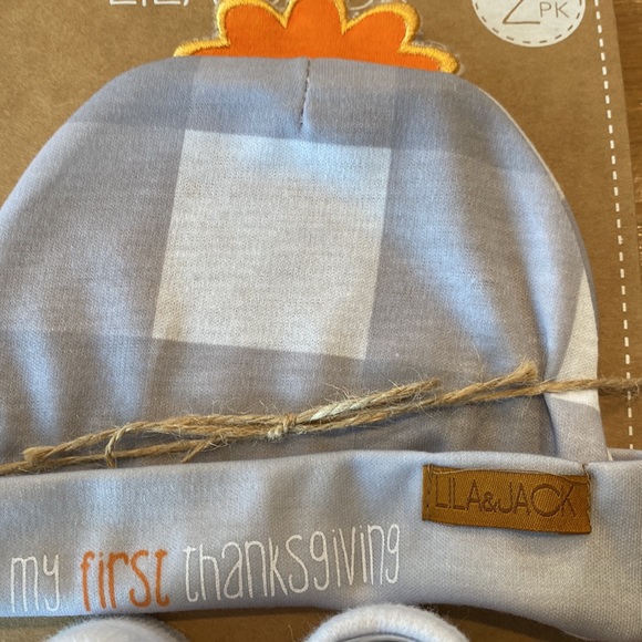 NEW Lila & Jack Thanksgiving 2pc Infant Hat & Sock Set - Picture 2 of 4